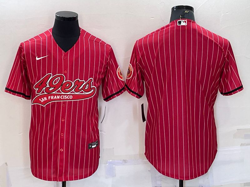Cheap Men San Francisco 49ers Blank Red stripe 2022 Nike Co branded NFL Jersey2